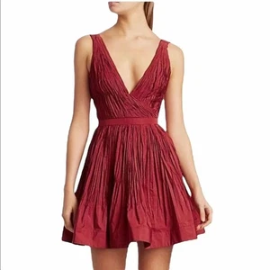 Women ALEXIS V-neck Backless Pleated Fit & Flare Mini Dress - Picture 1 of 5