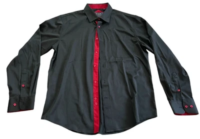 Flex Mens Luxury Collection Button Down Shirt Black Size M Solid Long Sleeve - Image 1 of 4