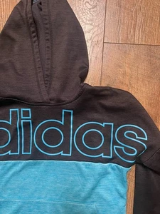 Adidas Kids Boys Youth Med 10/12 Fleece Hoodie Blue/black Back to School LOGO - Picture 1 of 6