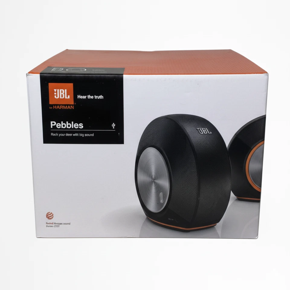 JBL Pebbles Bass Powered Speaker Set per PC USB DAC Nero PEBBLESBLKJN Compact - Immagine 1 di 4