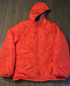 London Fog Kids Puffer Winter Jacket Large 14-16 Red Boys Girls Full Zip Hooded - Picture 1 of 14