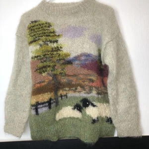 Vintage Susie Lee Mohair Sheep Ranch Design Hand Knitted Sweater Medium 80’s - Picture 1 of 9