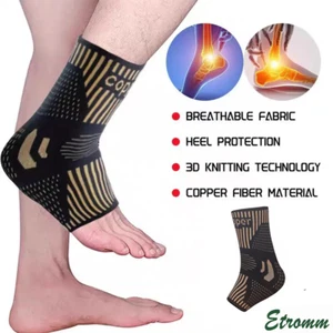 Copper Ankle Brace Silver Support Compression Sleeve Socks Foot Fasciitis Pain - Picture 1 of 8