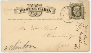 1876 North Freedom, Wisconsin cancel on postal card to Cambridge piano dealer - Picture 1 of 2