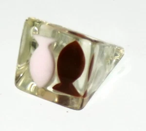Sobral Rare Retired Pink & Brown Fish Inclusion Artist Made Ring Size 9.25 - Picture 1 of 7