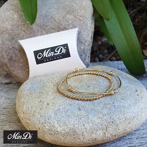 Set Of Two 14K Yellow Gold Filled Stretch Bracelets. - Picture 1 of 5