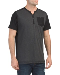 $95 Mbx Denim Vintage Men'S Gray Short-Sleeve Henley Casual Tee Top T-Shirt Xl - Picture 1 of 1