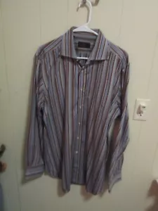 Etro Mens Long Sleeve Shirt Button Down Collared Striped Multicolor Size 42 - Picture 1 of 4