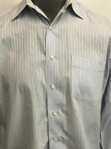 Tommy Bahama Mens Large Long Sleeve Shirt Lt Blue w Purple Pin Stripes See Note - Picture 1 of 8