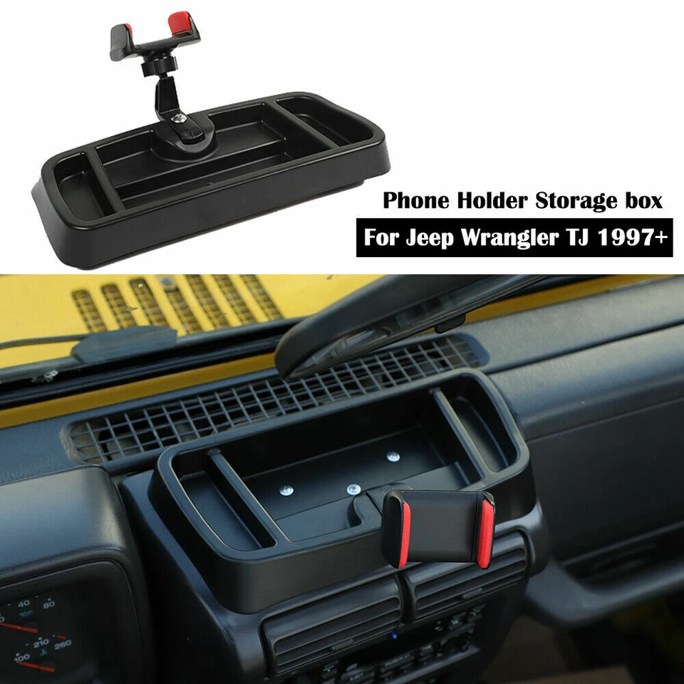 Multifunction Phone Mount holder Storage Tray for Jeep Wrangler TJ Accessories - Image 1 of 4