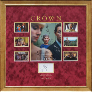The Crown Multi Signed Poster by Cast and White Card Signed by Imelda Staunton
