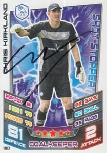 CHRIS KIRKLAND HAND SIGNED SHEFFIELD WEDNESDAY 12/13 MATCH ATTAX CARD 2012/2013.