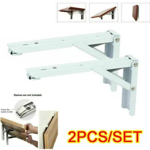 2Pcs Folding Heavy Duty Shelf Bracket Triangle Bench Mounted Table Wall Hinges - Picture 1 of 11