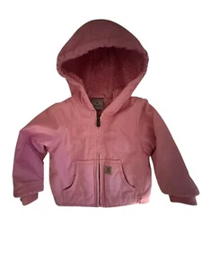 Carhartt Kleinkind Mädchen rosa Kapuzenjacke 12M Sherpa-gefüttert Isolierung robust - Bild 1 von 8