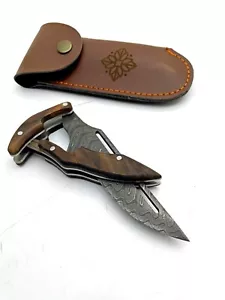 Damaststahl Tragbares Klappmesser mit Scheide Benutzerdefinierte Geschenke - Bild 1 von 10