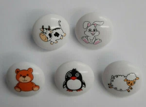 White picture buttons - 15mm shank button 5 designs - Baby - Cardigan - Craft - Picture 1 of 12