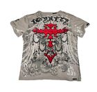 Vintage Rebel Spirit Shirt Size Large Red Cross Embroidered Graphic Tee Y2K