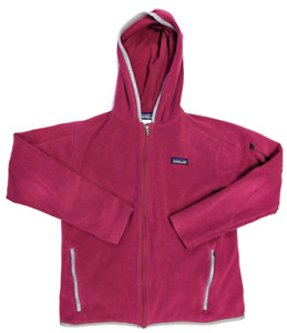 Patagonia Zip Up Fleece Sweater Women Size L Pink Hooded Outdoor Hiking