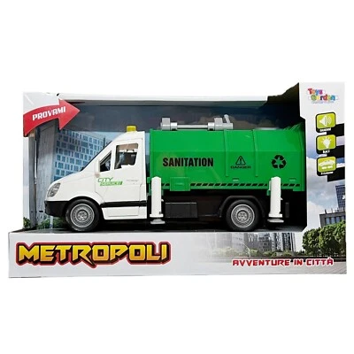 Auto Carro Camion Ecologico Raccolta Differenziata Verde Luci Suoni s 1:16 - Immagine 1 di 2
