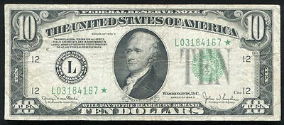 FR. 2009-L* 1934-D $10 *STAR* FRN FEDERAL RESERVE NOTE SAN FRANCISCO, CA RARE - Image 1 of 2