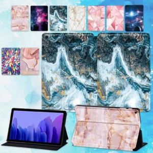 Funda protectora con soporte de cuero PU de mármol para Samsung Galaxy Tab A7/A8/A9/A9 Plus + lápiz - Imagen 1 de 22