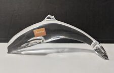 Chipped Dorsal Fin, Vintage Baccarat Clear Lead Crystal Jumping Dolphin 6.25"