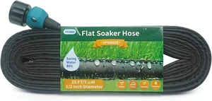 Flat Soaker Hose 15 25 50 75 FT for Garden Beds, 25Ft 1/2" Linkable Consistent D - Picture 1 of 12