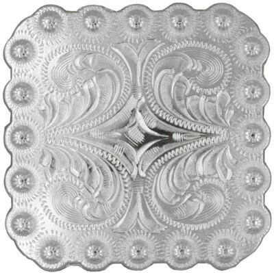 WESTERN HORSE SADDLE HEADSTALL TACK BRIGHT SILVER BERRY SQUARE CONCHO 1-3/8" - Image 1 of 2