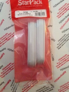 Drawer / Door Flat 'D' Handle 96mm White Plastic, Qty 2, Starpack 72750 - Picture 1 of 3