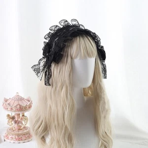 Black Lace Lolita Headband Gothic Headwear Maid Hair Accessory Cosaplay Vintage - Picture 1 of 12