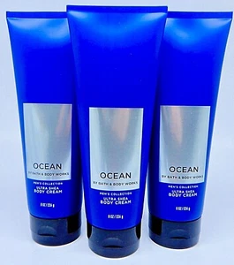 3 BATH & BODY WORKS OCEAN MEN'S COLLECTION ULTRA SHEA BODY CREAM 8 oz NEW - Picture 1 of 8