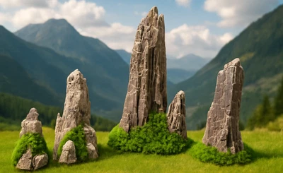 4x Gebirge Berge Set – fertig bemalt - für Spur Z (1:220) & Spur N (1:160) - Bild 1 von 4