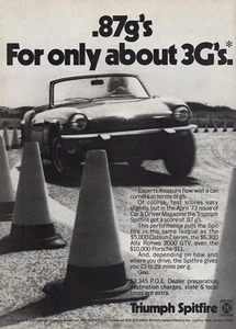 1974 Triumph Spitfire: 87gs Only About 3gs Vintage Print Ad - Foto 1 di 1