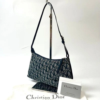 Christian Dior Accesorio Bolsa Bolso de Hombro Cartera Trotter Lona Azul Marino Bueno Foto 1 de 4