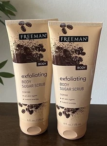 Two Freeman Exfoliating Coffee Scented Body Sugar Scrubs 6 Oz Each - Picture 1 of 1
