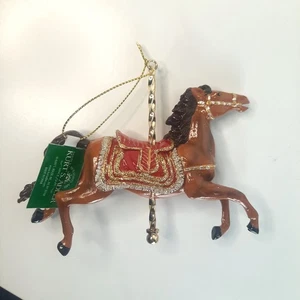 VTG Kurt S. Adler Carousel Ornament, Brown Horse, Glitter Sparkle, Old Time - Picture 1 of 5