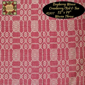 *Bayberry Weave Cranberry/Red &amp; Tan Woven Throw 52&quot; x 74&qu - Picture 1 of 2