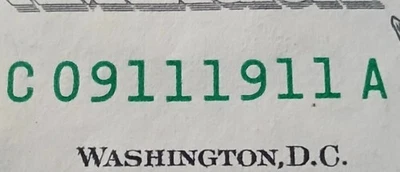 Lot Of fancy serial number birthday notes/consecutive bills 9/11/1911 - Image 1 of 4