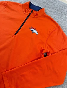 NWT Majestic Thermabase Denver Broncos 1/4 Zip Pullover Jacket Orange Medium - Picture 1 of 7