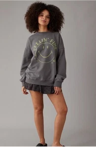 New American Eagle Feelin Fine Smiley Face Sweatshirt Size Large - Picture 1 of 1
