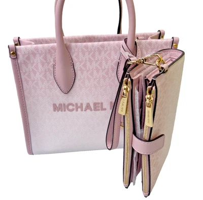 Michael Kors Set: Mirella S Shopper Zip Tote Crossbody Bag + Wallet Powder Blush - Image 1 of 4