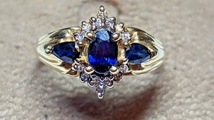 ANILLO ORO AMARILLO 10K ZAFIROS DIAMANTES TALLA 7 FIRMADO 10K ADL 3,1+ GRAMOS - Imagen 1 de 17