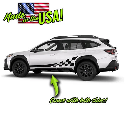 Checkers Rocker Door Racing Stripes Decals Fits 2014-2023 Subaru Outback - Image 1 of 2