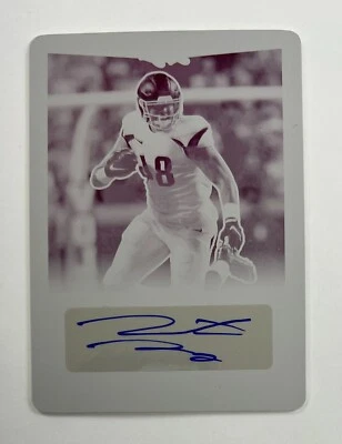 2016 Leaf Metal Draft Football Hunter Henry Magenta Plate Auto 1/1 AR83 - Image 1 of 2