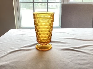 Indiana Glass Whitehall Cubist Amber Footed 12 oz Tumbler - Picture 1 of 3