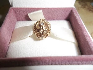 Genuine Pandora 14ct Gold & Diamond Openwork Heart Charm 750466D G585 ALE - Picture 1 of 4