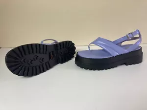 SANDALIA PLANA CON CORREA DE TOBILLO REDONDA EGO SUELA DE CUÑA GRUESA EN MORADO (TALLA 8 UK) - Imagen 1 de 8
