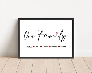 Our Family Print Personalised Lounge Wall Art Hallway Print Gift PRINT ONLY - Picture 1 of 1