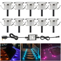 10pcs 31mm 12V RGB Waterproof LED Deck Lights Path Kitchen Outdoor Garden Lamp