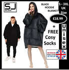 SALiJOHN Unisex HoodieBlanket Ultra Soft Sherpa Fleece Warm Cosy Oversized Black